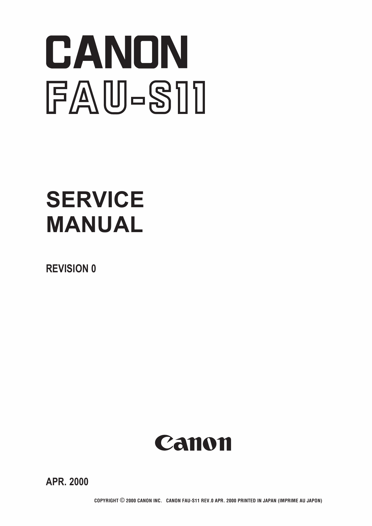 Canon Options FAU-S11 Film-Adapter-Unit-Service Manual-1